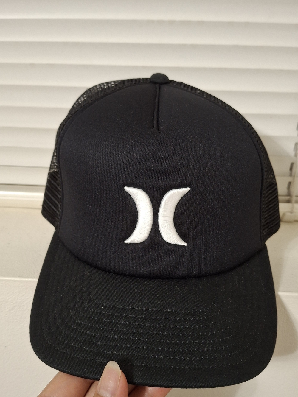 Hurley Black Trucker Hat with White Logo